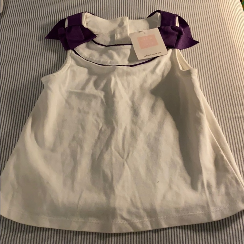 Janie and Jack white sleeveless shirt w/purple bow
